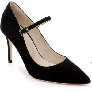 New L’AGENCE Jolie Black Suede Mary Jane Pumps Size 10