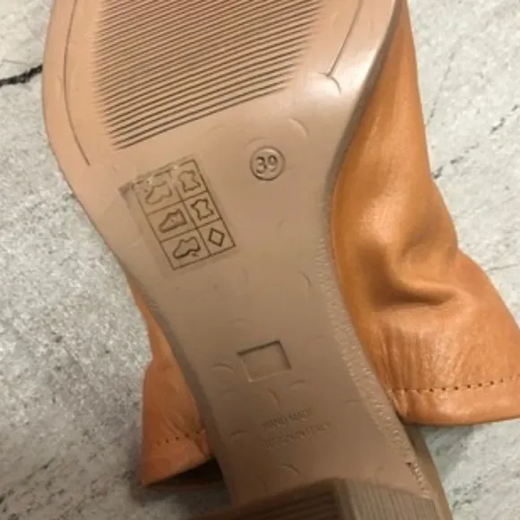 New LEATHER Slip on Block Heel Sandals Shoes, 39
