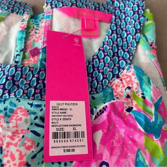 NEW Lilly Pulitzer Monterrey Multi Reflections Maxi Dress - XL