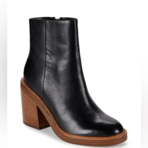 New! Marc Fisher ML Haleena Black Leather Ankle Boots - Size 9