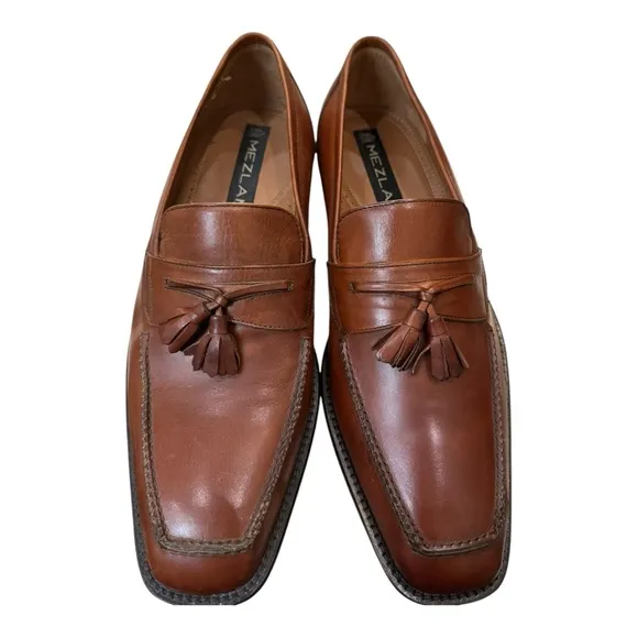 New Mezlan 2135 Cognac Men's Leather Slip-on Loafers Dress Shoes 9  9M