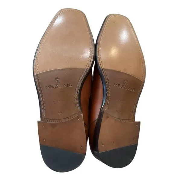 New Mezlan 2135 Cognac Men's Leather Slip-on Loafers Dress Shoes 9  9M