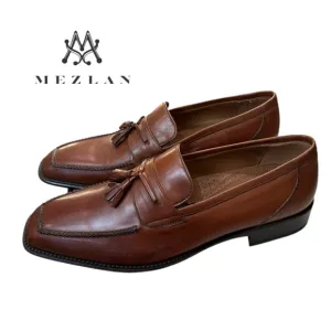 New Mezlan 2135 Cognac Men's Leather Slip-on Loafers Dress Shoes 9  9M