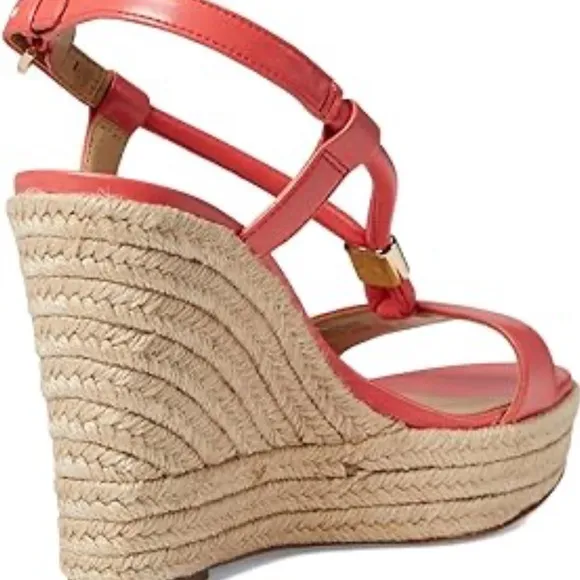 NEW Michael Kors Signature Style Coral Wedge Sandals.