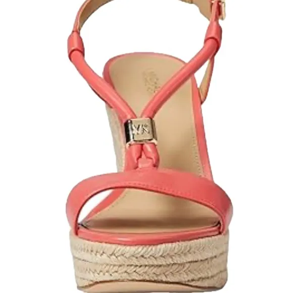NEW Michael Kors Signature Style Coral Wedge Sandals.