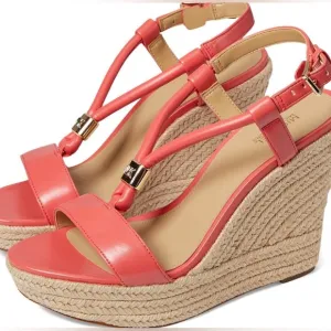 NEW Michael Kors Signature Style Coral Wedge Sandals.