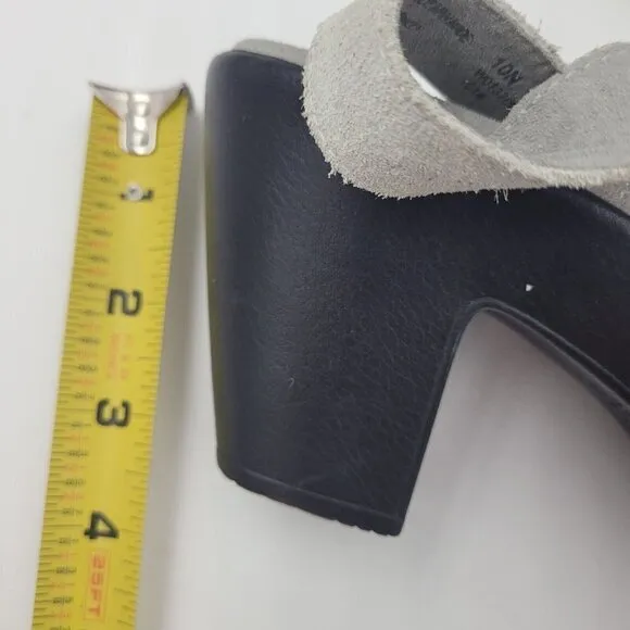 NEW Munro Willa Gray Silver Suede Block Heel Hook &amp; Loop Sandals Women's…