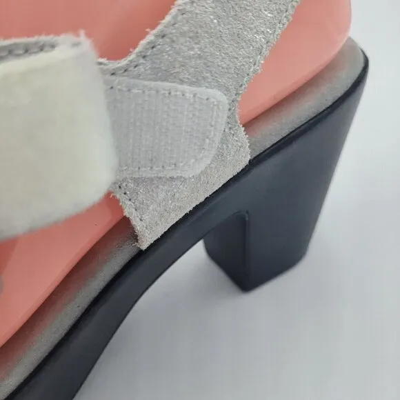 NEW Munro Willa Gray Silver Suede Block Heel Hook &amp; Loop Sandals Women's…