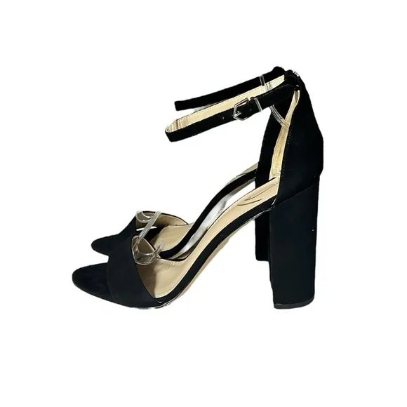 🌻NEW NWOT Sam Edelman Black Suede Leather &quot;Yaro&quot; Block Heel Sandals Size 10