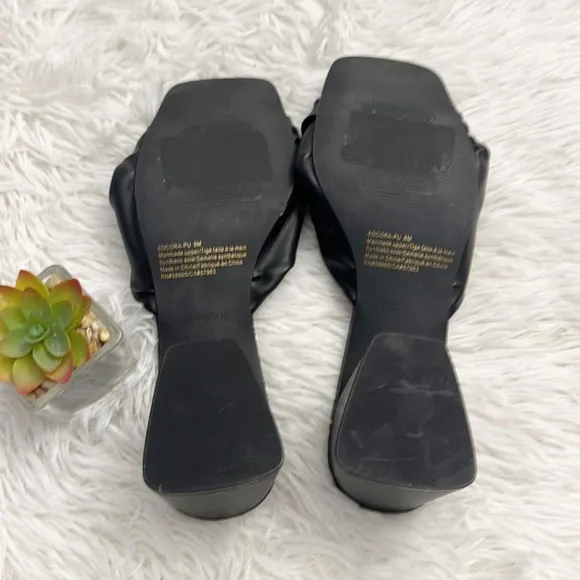 NEW Open Edit Cora Black twist heel sandals women size 8