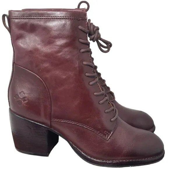 NEW Patricia Nash Sicily Merlot Women's Size 8.5 Boots Block Heel Leather
