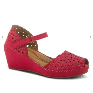 NEW Patrizia by Spring Shop Gennina Drd Red Eyelet Wedge Mary Jane Shoes 10.5/11