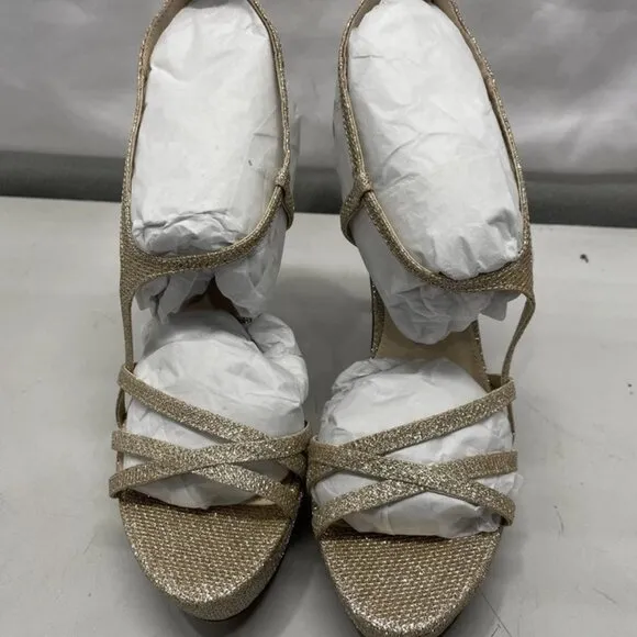 NEW Pelle Moda Oneda Platform Heels Platinum Gold Metallic Size 8.5