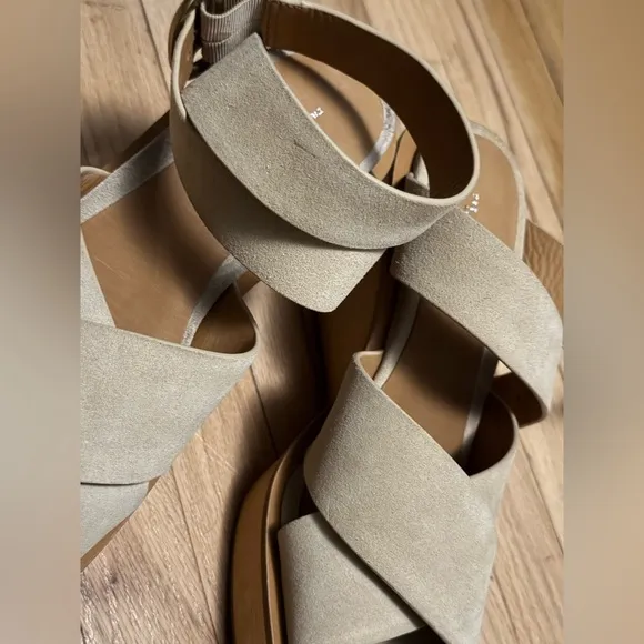 NEW Rag &amp; Bone Santiago 104MM Suede Wedge Sandals in Dune Size 11
