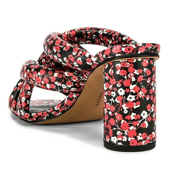 NEW Rebecca Minkoff Red Floral Amandine Block Heel Tubular Sandals 6