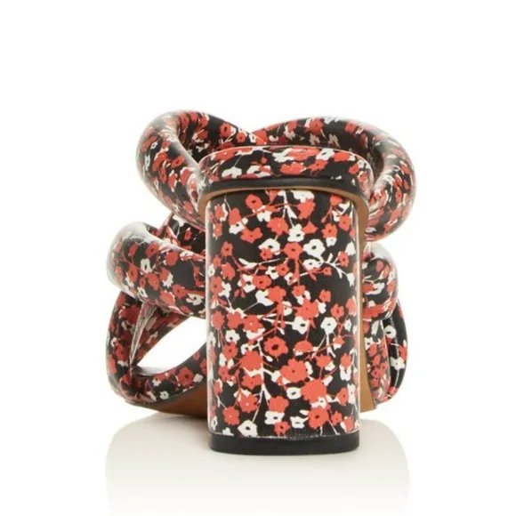 NEW Rebecca Minkoff Red Floral Amandine Block Heel Tubular Sandals 6