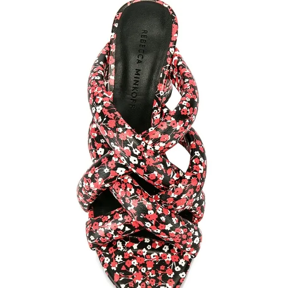 NEW Rebecca Minkoff Red Floral Amandine Block Heel Tubular Sandals 6