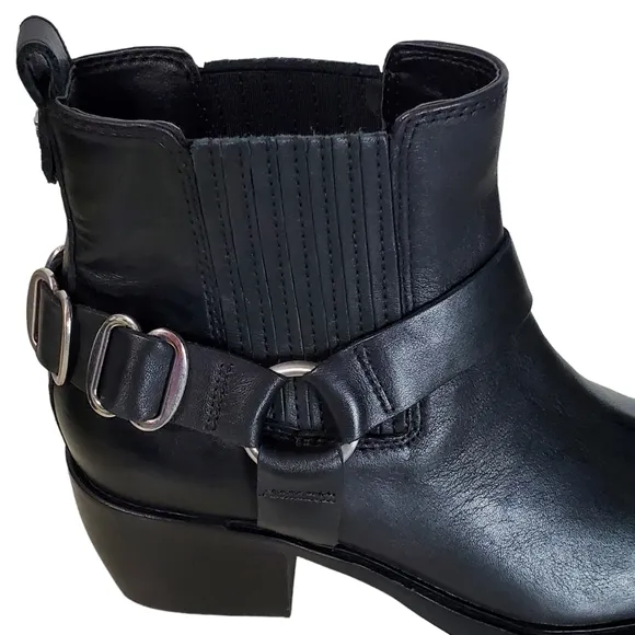 New Sam edelman bellanie size 6 leather harness strap block heel western boots