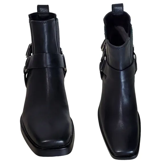 New Sam edelman bellanie size 6 leather harness strap block heel western boots