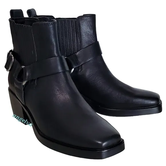New Sam edelman bellanie size 6 leather harness strap block heel western boots