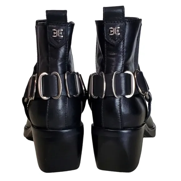 New Sam edelman bellanie size 6 leather harness strap block heel western boots