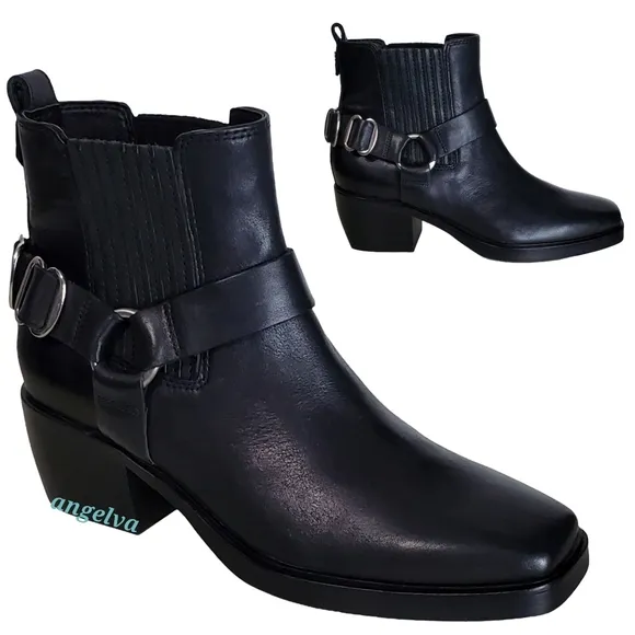 New Sam edelman bellanie size 6 leather harness strap block heel western boots