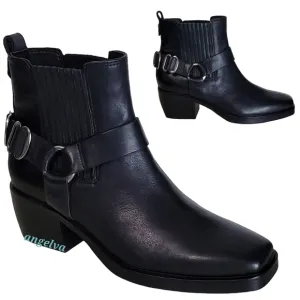 New Sam edelman bellanie size 6 leather harness strap block heel western boots