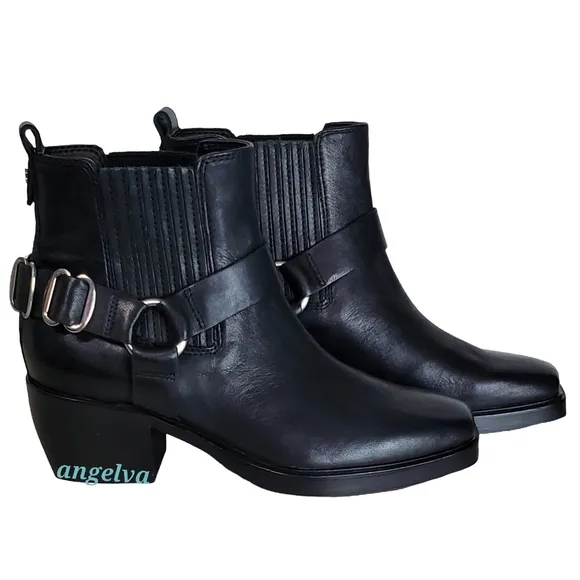 New Sam edelman bellanie size 6 leather harness strap block heel western boots