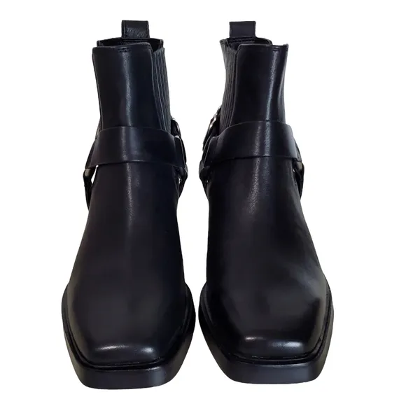New Sam edelman bellanie size 6 leather harness strap block heel western boots