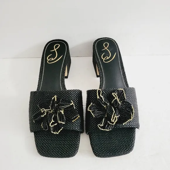 New Sam Edelman Winsley Heeled Sandals, Black, Size 7,5