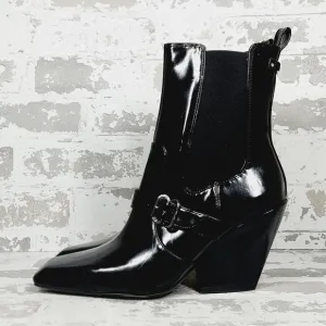 NEW Sam Edelman Women's Suzette 2 Black Square Toe High Heel Chelsea Boots B432