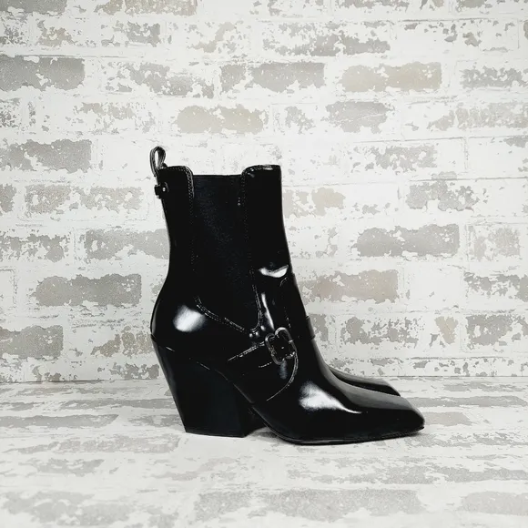 NEW Sam Edelman Women's Suzette 2 Black Square Toe High Heel Chelsea Boots B432