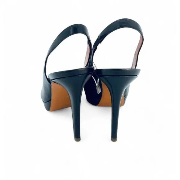 NEW SANTONI gloss leather peep toe platform heels in brown