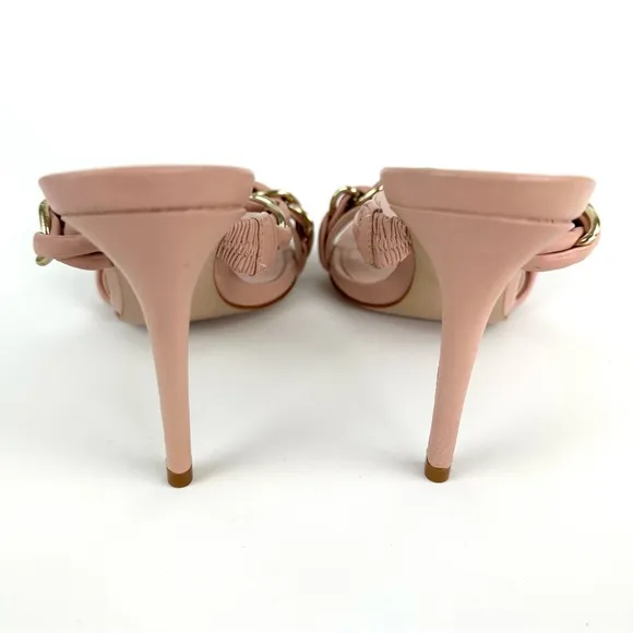 NEW Schutz Kristley Chain Detail Heeled Sandals Sweet Rose Size 9