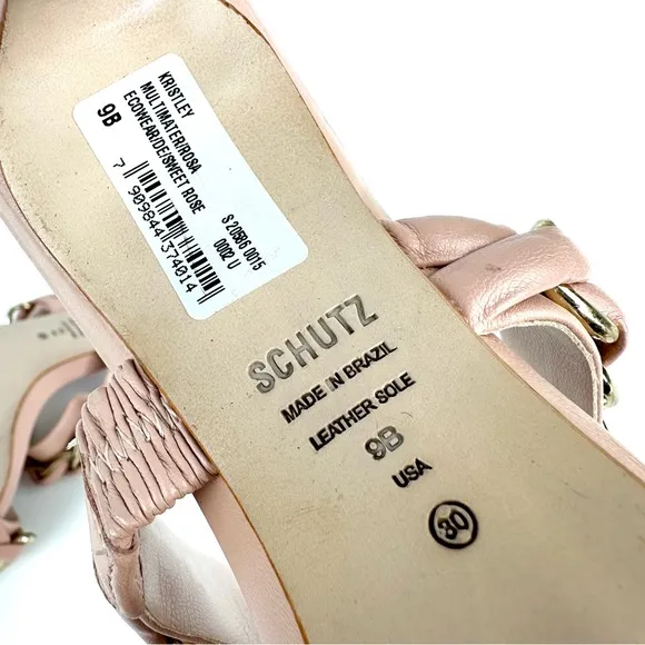 NEW Schutz Kristley Chain Detail Heeled Sandals Sweet Rose Size 9