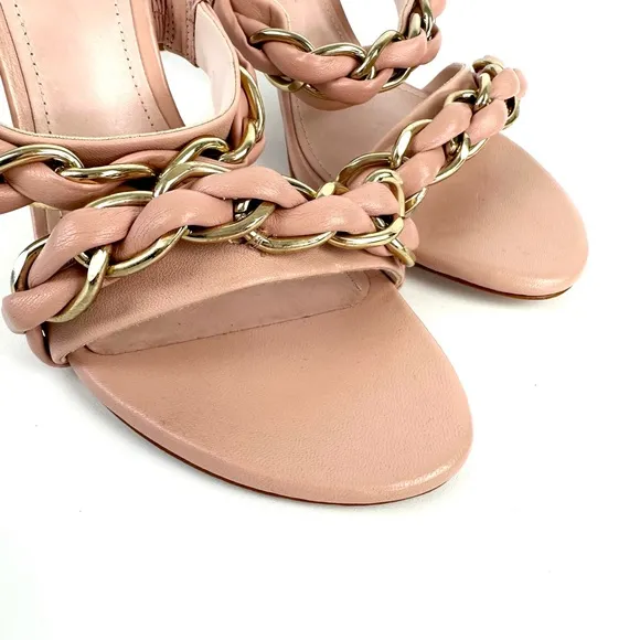 NEW Schutz Kristley Chain Detail Heeled Sandals Sweet Rose Size 9