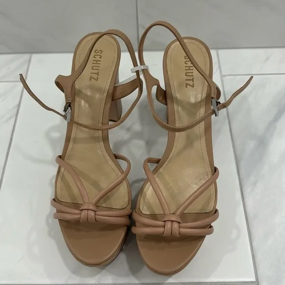 NEW! SCHUTZ True Beige Kelsie Platform Sandal - Size 10.5