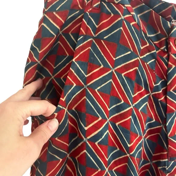 NEW SMR Days Sz Large Red Carbo Straight-Leg Printed Cotton Modal Twill Trousers