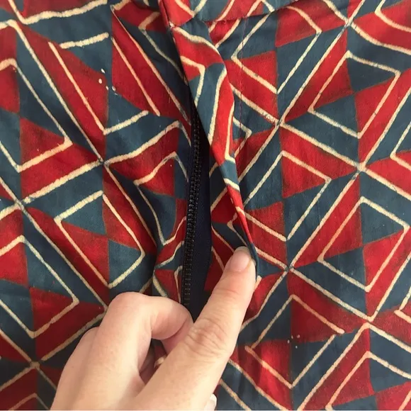 NEW SMR Days Sz Large Red Carbo Straight-Leg Printed Cotton Modal Twill Trousers