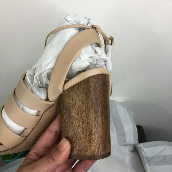 NEW Splendid Brayden Leather Heeled Sandals Color Sand Women's 10