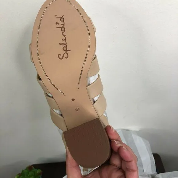 NEW Splendid Brayden Leather Heeled Sandals Color Sand Women's 10