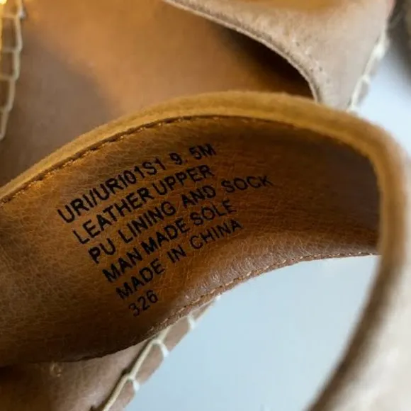 New STEVE MADDEN Uri Tan Espadrille Wedge Slingback Sandals SZ 9.5
