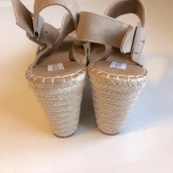 New STEVE MADDEN Uri Tan Espadrille Wedge Slingback Sandals SZ 9.5