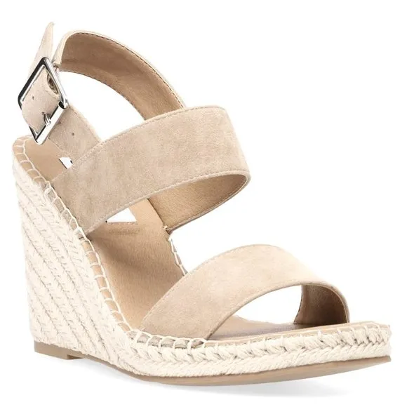 New STEVE MADDEN Uri Tan Espadrille Wedge Slingback Sandals SZ 9.5