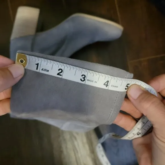 NEW Stuart Weitzman Boots Womens 10.5 Wide Gray Suede Stretch Block Heel