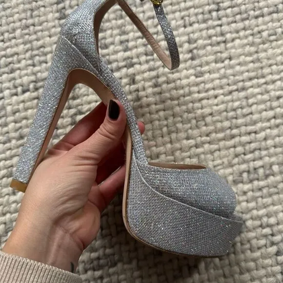 NEW Stuart Weitzman Discoplatform Shimmery High-Heel Sandals 9