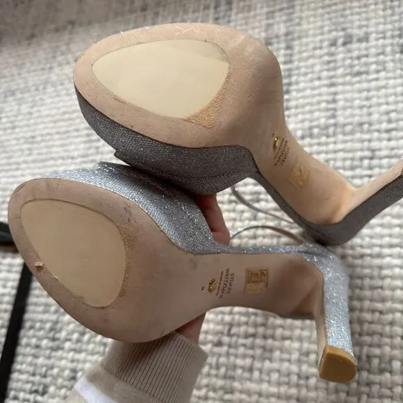 NEW Stuart Weitzman Discoplatform Shimmery High-Heel Sandals 9