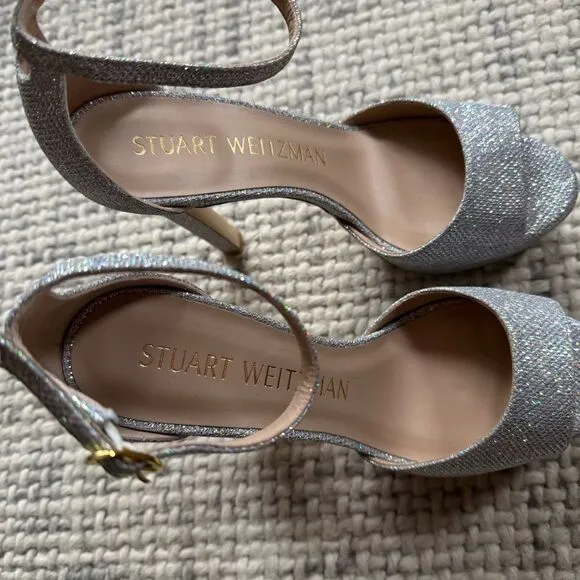 NEW Stuart Weitzman Discoplatform Shimmery High-Heel Sandals 9