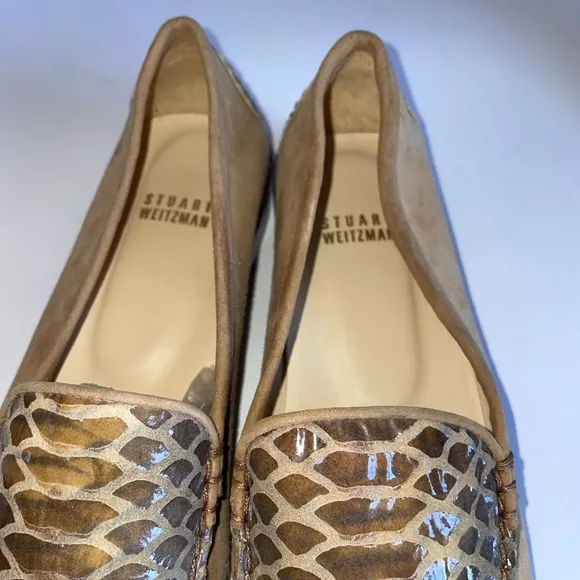 NEW 🎉 Stuart Weitzman Flat Suede Leather Python Loafers