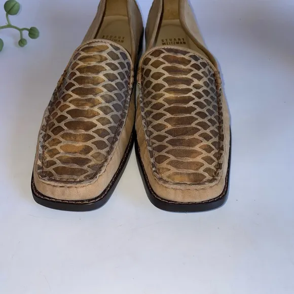 NEW 🎉 Stuart Weitzman Flat Suede Leather Python Loafers
